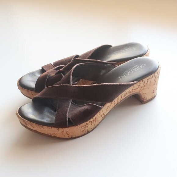 Cordani Brown Suede Slip On Cork Platform Mules / Clogs Heels / Sandals / Shoes - Picture 14 of 16